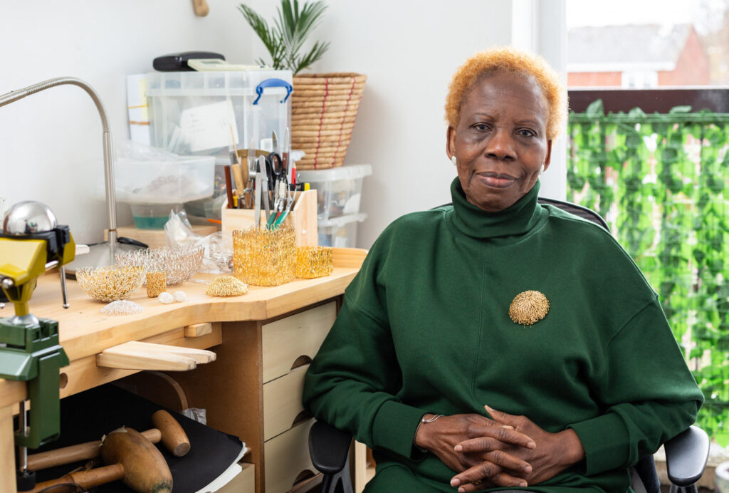 Artist Jariet Oloyé in her studio, photographed by Jayne Lloyd for The Goldsmith's Company.