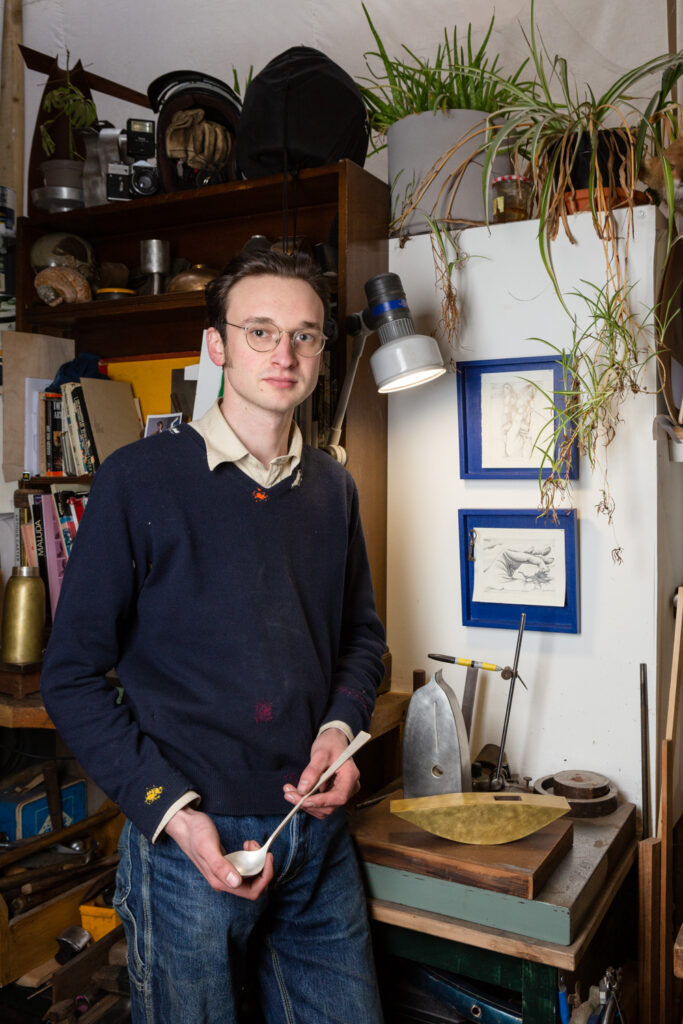 Callum Partridge in his studio. Photograph by Jayne Lloyd for The Goldsmiths' Company.